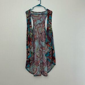 Southern Charm Women’s Open Front Paisley Print Vest High low Plus size